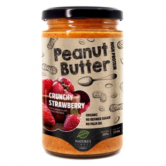 Import Foractiv.cz - Peanut Butter Crunchy Strawberry Bio 350g (Bio Arašídový krém jahodový)