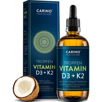 VITAMÍNY A MINERÁLY - Carino Healthcare Vitamin D3 + K2 Kapky ( 1000 I.U. )