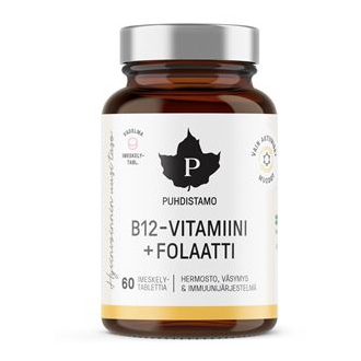 KOMPLETNÍ SORTIMENT - Puhdistamo Vitamin B12 Folate 60 pastilek malina (Vitamín B12 s folátem Quatrefolic)