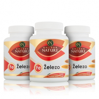 AKČNÍ BALÍČKY 2+1 - 2+1 Golden Nature Železo+Vitamin C+Kys. listová 300 cps.