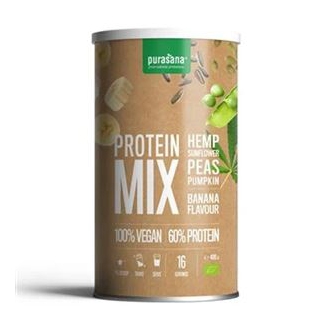 Import Foractiv.cz - Vegan Protein MIX BIO 400g banán (konopí, slunečnice, hrách, dýně)