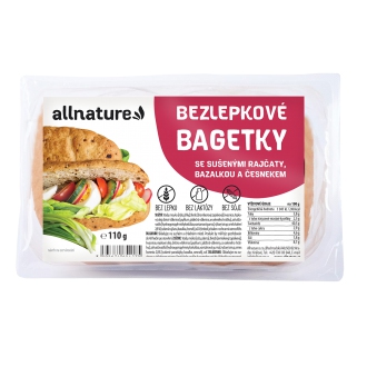 IMPORT Allnature - Allnature Bezlepkové bagetky se sušenými rajčaty, bazalkou a česnekem 110 g
