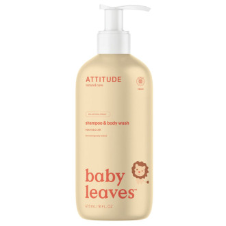ATTITUDE Baby leaves Dětský šampon a tělové mýdlo (2v1) s vůní hruškové šťávy 473 ml