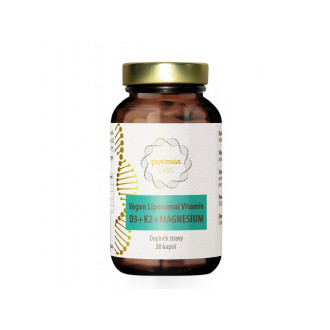 Puravia LABS Liposomální vitamín D3 + K2 + Magnesium VEGAN, 30 kapslí