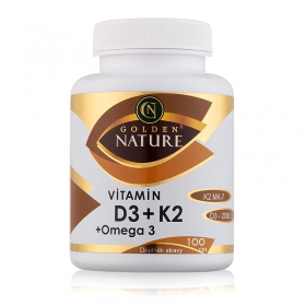 Golden Nature Vitamin D3 2000 I.U.+K2 MK-7+Omega 3 100 cps.